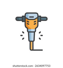 Jackhammer construction tool icon on White Background illustration