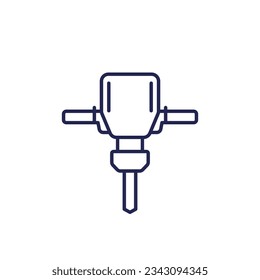 jackhammer, icono de línea de taladro en blanco