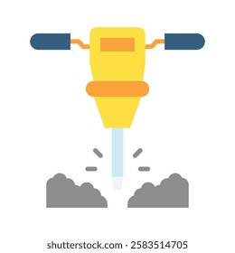 Jackhammer flat color icon, mini, small illustration. use for modern concept, print, UI, UX kit, web and app development. Vector EPS 10, related to industrial, business, finance, investment.