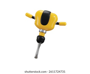 Jackhammer icon 3d render concept of demolition hydraulic drill machine icon vector illustration
