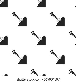 Jackhammer icon in black style isolated on white background. Mine pattern stock vector illustration.