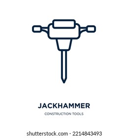 jackhammer icon from construction tools collection. Thin linear jackhammer, hammer, industry outline icon isolated on white background. Line vector jackhammer sign, symbol for web and mobile