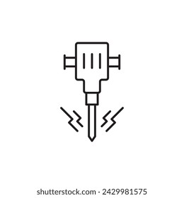 Icono de Jackhammer. Diseño de letrero plano Jackhammer. Pictograma del símbolo de Jack Hammer. Icono de IU UX
