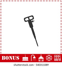 Jackhammer icon flat. Simple vector symbol and bonus icon