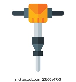 Jackhammer-Symbol im flachen Stil einzeln auf weißem Hintergrund. Bauwerkzeuge, Vektorgrafik für Grafikdesign-Projekte