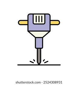 Icono de martillo neumático aislado en un fondo blanco. Ilustración vectorial.