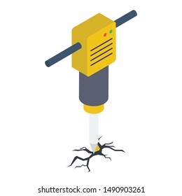 Jackhammer icon in isometric design