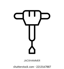 jackhammer icon. Line Art Style Design Isolated On White Background