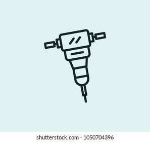Jackhammer icon line isolated on clean background. Jackhammer icon concept drawing icon line in modern style. Vector illustration for your web site mobile logo app UI design.
