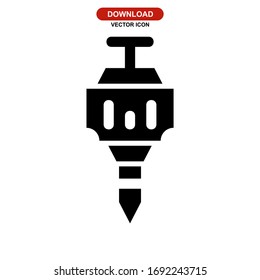 icono jackhammer o logotipo símbolo de signo aislado ilustración vectorial - iconos vectoriales de estilo negro de alta calidad
