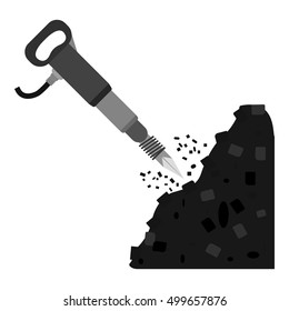 Jackhammer icon in monochrome style isolated on white background. Mine symbol stock vector illustration.