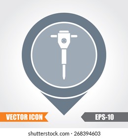 Jackhammer  Icon On Map Pointer. Eps.-10.
