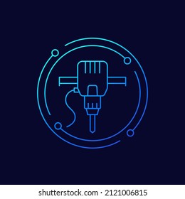 jackhammer icon, power tool line vector