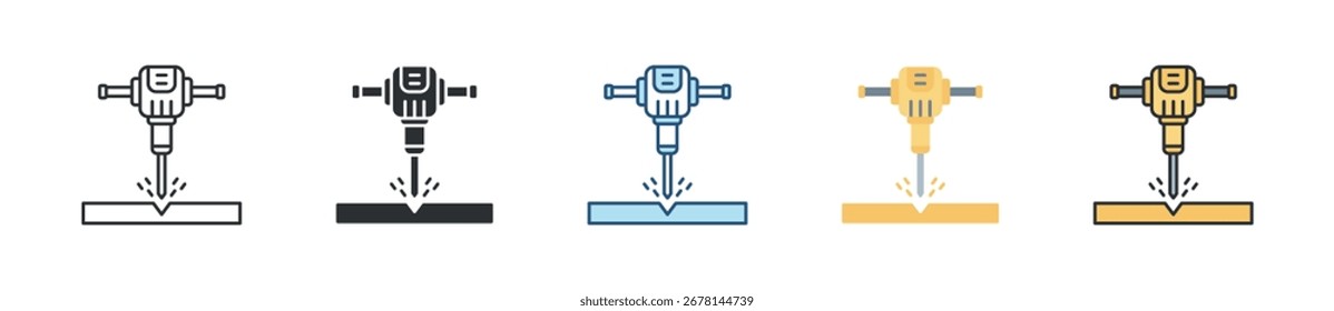 Conjunto de ícones Jackhammer Coleção de estilos múltiplos