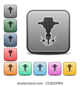 Jackhammer Icon Square Icon Set in Various Colors