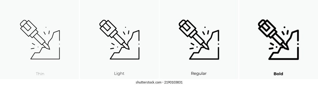 jackhammer icon. Thin, Light Regular And Bold style design isolated on white background