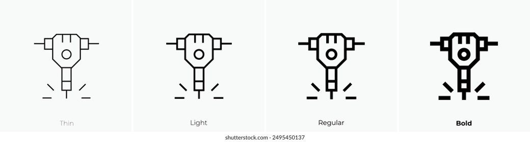 jackhammer icon. Thin, Light Regular And Bold style design isolated on white background