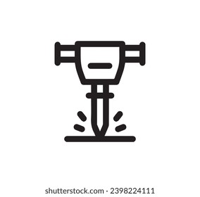 Jackhammer icon vector. Linear style sign for mobile concept and web design. Jackhammer symbol illustration. Pixel vector graphics - Vector.