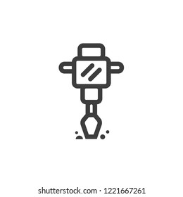 Jackhammer icon vector logo linear style for construction business and road construction works