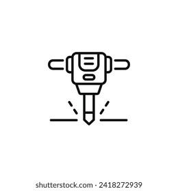 Jackhammer line icon isolated on white background