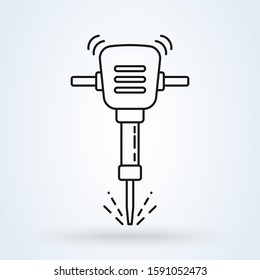 Jackhammer line, vector modern icon design illustration.