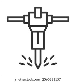 Jackhammer Outline Icon Vector Illustration