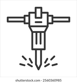 Jackhammer Outline Icon Vector Illustration