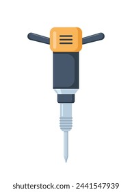 Jackhammer, pneumatic drill or demolition hammer. Vector illustration