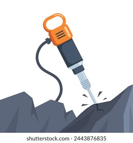 Jackhammer, pneumatic drill or demolition hammer. Vector illustration