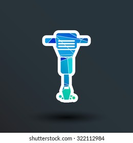  jackhammer Rounded squares button icon vector button logo symbol concept.