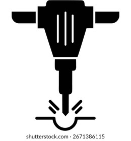 Jackhammer solide Silhouette Symbol, Abbruchwerkzeug, Bauausrüstung