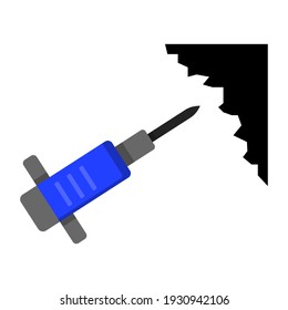 Martillo y piedra sobre fondo blanco, ilustración vectorial