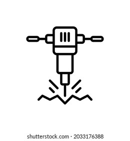 Icono de línea delgada de Jackhammer. Ilustración vectorial moderna del equipo de destrucción.