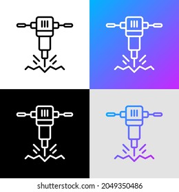 Jackhammer thin line icon. Modern vector illustration of destruction equipment.