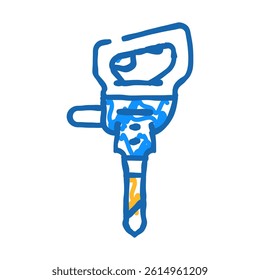 jackhammer tool doodle icon sketch vector. jackhammer tool sign. isolated symbol illustration