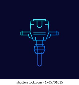 icono de línea de herramienta jackhammer, vector