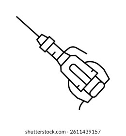 jackhammer tool line icon vector. jackhammer tool sign. isolated contour symbol black illustration