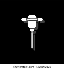 Jackhammer. White flat simple icon with shadow