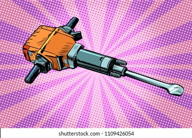 jackhammer, working tool. Pop art retro vector illustration kitsch vintage drawing