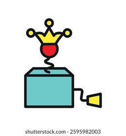 Jack-in-the-box April Fool's Day icon represents surprise and playful trickery, perfect for prank-themed designs, joke visuals, and festive celebrations.