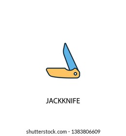 Jackknife concept 2 colored line icon. Simple yellow and blue element illustration. Jackknife concept outline symbol design