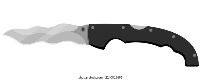 Cuchillo. Cuchillo de chantaje aislado en fondo blanco. Ilustración del vector