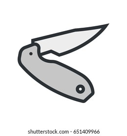 Jackknife Dagger Minimal Color Flat Line Outline Stroke Icon Pictogram Symbol