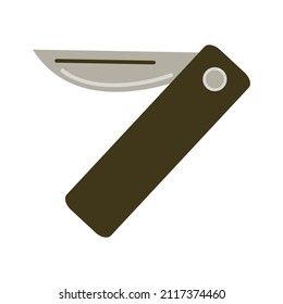 Jackmesser-Flachzeilensymbol. Erforderliches Reisewerkzeug. Vektorgrafik einzeln auf weißem Hintergrund