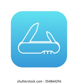 Ícone de linha Jackknife para web, celular e infográficos. Ícone branco vetorial no quadrado gradiente azul com cantos arredondados isolados no plano de fundo branco.