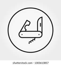 Jackknife. Universelles Symbol für Web- und mobile Anwendungen. Vektorgrafik auf weißem Hintergrund. Bearbeitbare dünne Linie.