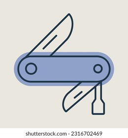 Icono aislado del vector del arma. Cartel de camping y senderismo. Símbolo gráfico del sitio web de viajes y turismo y diseño de aplicaciones, logotipo, aplicación, interfaz de usuario