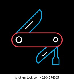 Jackknife vector isolated on black background icon. Camping and Hiking sign. Graph symbol for travel and tourism web site and apps design, logo, app, UI