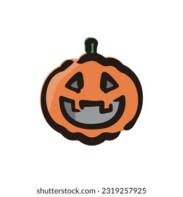 Linterna Jack-o - Icono de Halloween (línea dibujada a mano, versión coloreada)
