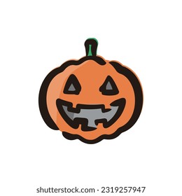Jack-o lantern - Halloween icon (Hand-drawn line, colored version)